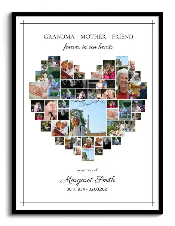 Heart-Shaped Memorial Photo Collage