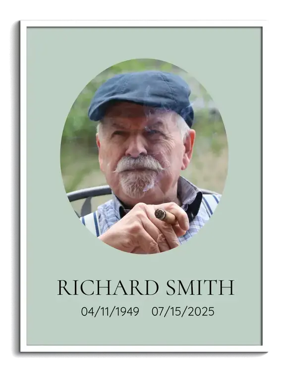 Oval Memorial Portrait with Mint Background