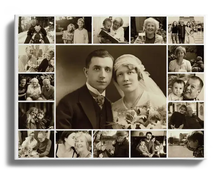 Memorial Sepia Collage with Central Photo