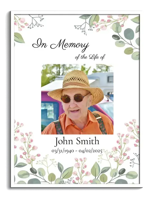 Elegant Memorial Photo with Floral Background